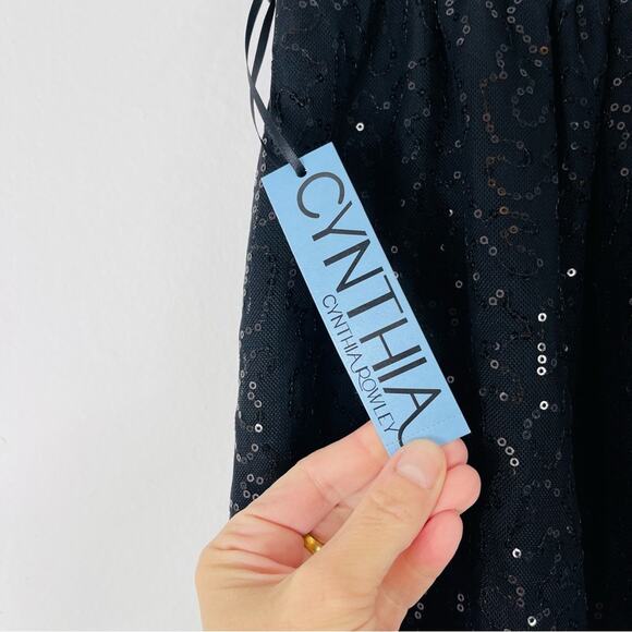 NEW Cynthia Rowley black sequin evening holiday party mini skirt 8 - Picture 4 of 7